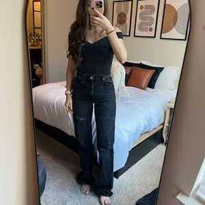 Zara Wide Leg Distressed Jeans